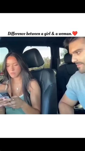 ___the___move___clips___01 on Instagram: "Title: The Difference Between a Girl and a Woman 👧🏻👩🏻 Director: unknown Genre: Comedy/Social Experiment Runtime: 0:54 Language: English Release Date: 2024 Cast: Unknown social media creators. Plot Summary: The video features two contrasting scenarios where a man attempts to "prank" his partner by grabbing her phone and running out of the car. In the first clip, the younger woman panics and expresses guilt over hidden messages, eventually becoming ove