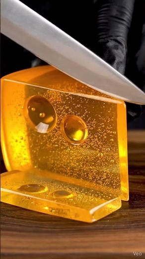 Golden Crystal Swiss Cheese Slicing ASMR (8K Macro | Perfect Holes Diamond Cracks & Amber Glow #asmr