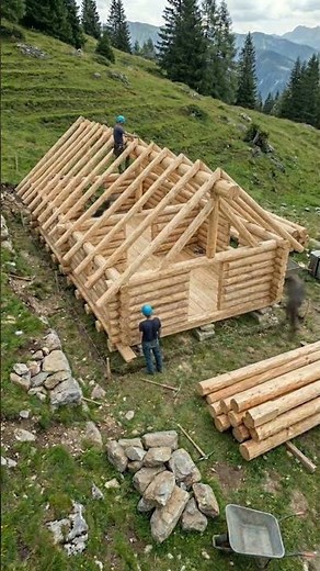Hillside Cabin Build Timelapse | Cabin on a Steep Hill