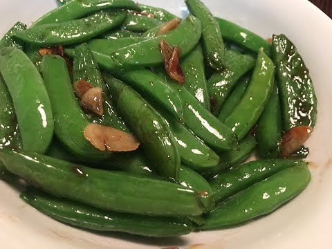 Stir Fry Sugar Snap Peas with Sliced Garlic Recipe
