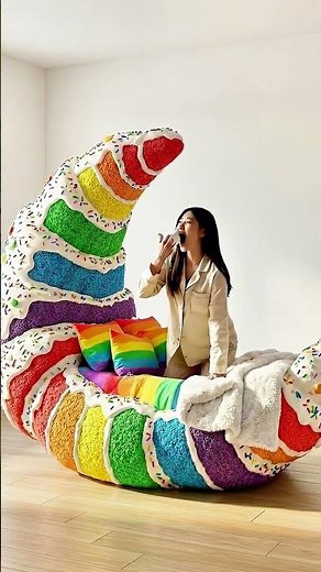 🔴 Giant Rainbow Cake Bed ASMR! 🤤🍰 #ASMR #OddlySatisfying #Cake #Satisfying #FoodASMR