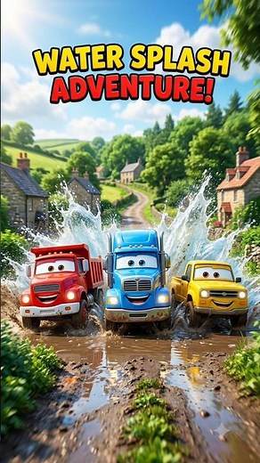3 Trucks Adventure in River 🚚🌊 | 3D Cartoon Truck Animation for Kids | JCB & Trucks Story #cartoon