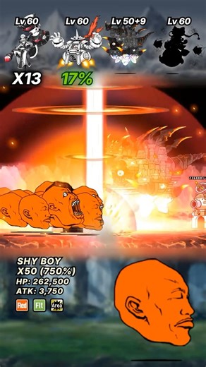 50 Shy Boy (750%) VS UNITS The Battle Cats ザ・バトルキャッツ #battlecats #thebattlecats #にゃんこ大戦争 #にゃんこ