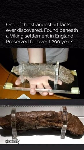 Basically on Instagram: "About 8 inches long and 2 inches wide (around 20 cm by 5 cm), it’s one of the largest human coprolites ever found. Analysis suggests it was produced by an adult Viking, likely male, whose diet was heavy in meat and grains, and who carried intestinal parasites. #history #viking"