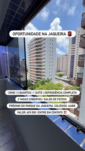 Corretor Hugo Silva | Recife & Litoral on Instagram: "Oportunidade na Jaqueira 🚨 120m2 3 quartos 1 suíte Dependência completa 2 vagas cobertas Lazer: salão de festas e próximo da AABB e Parque da Jaqueira Condomínio: 1.600 incluso água e gás Caixa nova para ar condicionado Split Valor: 629.000"