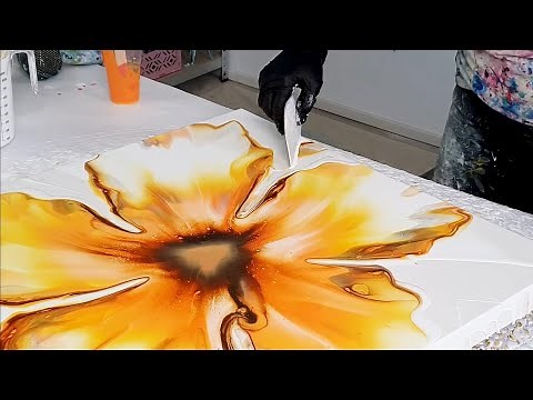 The Sunflower - MUST SEE / Acrylic Pour Painting Art