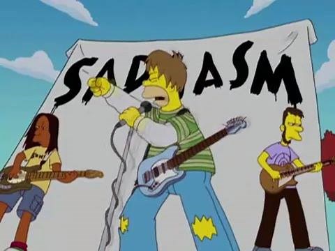 6.3K views · 168 reactions | Politically Incorrect is a song by Sadgasm from the episode "That '90s Show." Sadgasm opened with this song during their first public performance at Springfield University. The angry nature of the music annoyed Marge, leading to her calling quits on her relationship with Homer. Copyright Disclaimer Under Section 107 of the Copyright Act 1976 | Only Grunge Page | Facebook
