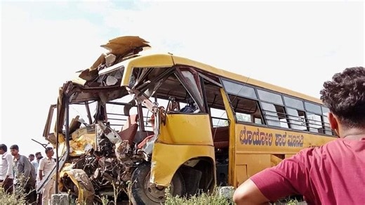 2 students dead in Karnataka school bus crash, 3 children lose limbs