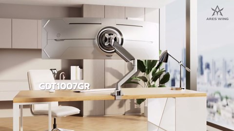 ARES WING Ultrawide Monitor Arm, Heavy Duty Single Monitor Mount for 13"-49" Curved Screens, Adjustable Stand for Desk with C-clamp & Grommet Base up to 40 LBS, Black