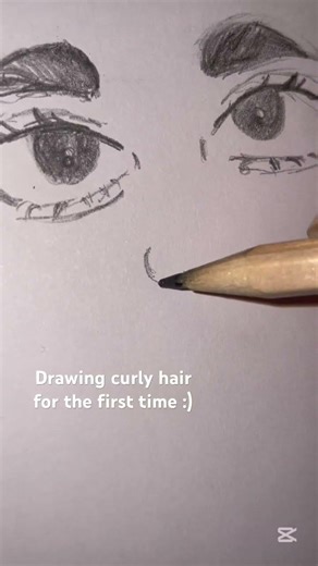 Drawing curly hair for the first time:D #drawing #sketch #cute #curlyhair #shorts