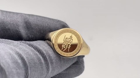 14K Gold Signet Ring Greek Key Border Pinky Ring Family Heirloom - Etsy