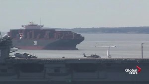Time-lapse video captures massive cargo ship maneuvering into Halifax Harbour