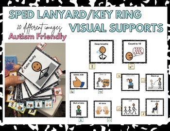 Tabbed Lanyard Visual Keyring for Sped | Visual Cards for SPED Autism Friendly