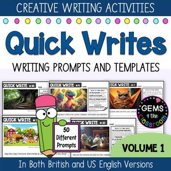 50 Quick Write Creative Writing Prompts #1 | Picture Prompts & Slides | Grs 2–5
