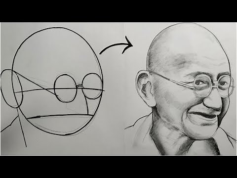 how to draw mahatma gandhi step by step