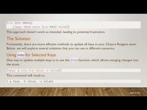 Efficiently Change States in Clojure with Reagent: Atom Key Management