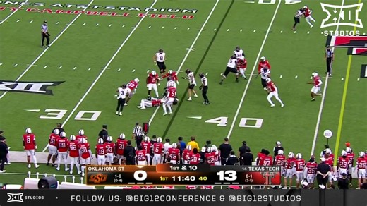 Jacob Rodriguez is HIM👏 🔟 Tackles & a Fumble Recovery TD Rodriguez Highlights vs. Oklahoma State🎬 #Big12FB | Texas Tech Football | Big 12 Conference