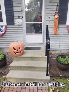 Handrails for Outdoor Steps, Adjustable Handrail 4 Step, Wrought Iron Handrail Fits 1 to 4 Steps, Stair Rails with Installation Kits for Outdoor Steps