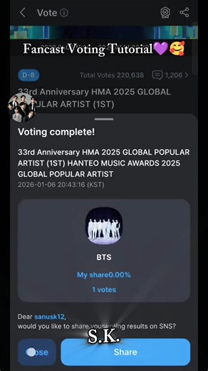 Fancast Voting Tutorial💜🥰#bts#btsmember#voting#btsarmy#fyp#song#shorts#viral#new#trending#voteforbts