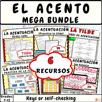 Spanish Written Accent Marks Lesson Rules Practice Activies Game; Acentos, Tilde