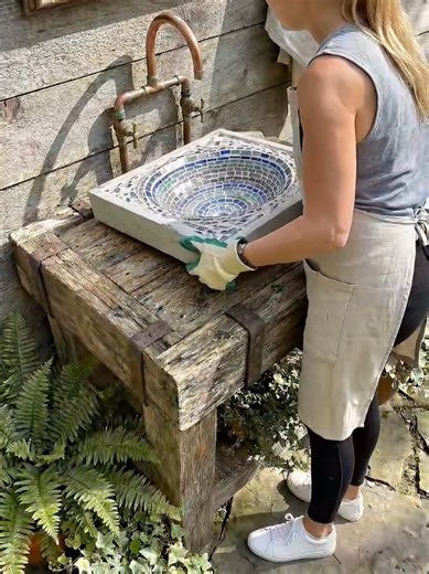 Transform Broken Glass Bottles into a Beautiful Mosaic Sink