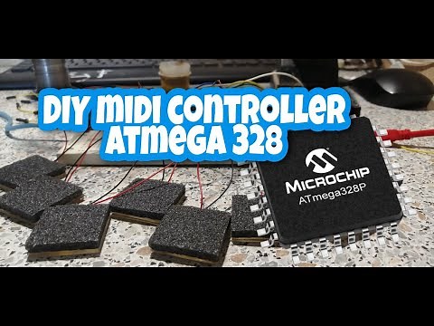 DIY midi controller with 8 Velocity-Sensitive Drum Pads (on one chip Atmega328) 'Very simple'