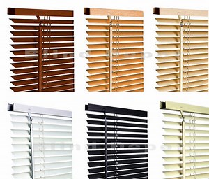 Venetian Blinds in PVC Black White Grey Plain Colours or Wood Grain Effect  | eBay UK