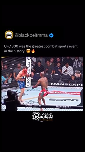 BlackBeltMMA on Instagram: "🫡 UFC 300 is set to be the most electrifying night in MMA history, stacked with champions, legends, and future hall-of-famers all under one roof. This milestone event promises non-stop action with title fights, epic rivalries, and jaw-dropping knockouts that fans will be talking about for years. 🔥 From the opening bout to the main event, every fight is a headliner — this isn’t just another card, it’s a combat sports revolution. History will be written in blood, swea
