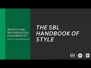 The SBL Handbook of Style