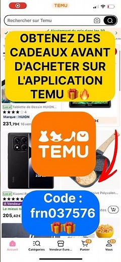 comment obtenir un cadeau gratuit sur temu 🎁🇫🇷 code promo temu france #temu_france #temu