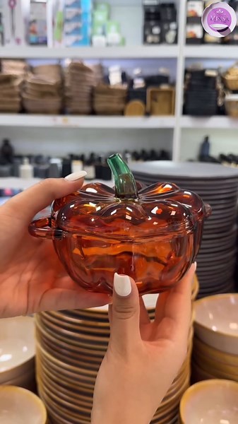 Amazing Pumpkin Shape Glass Bowl with Lid | Cute Glass Dessert Bowl Kitchen & Dining Essentials 2026