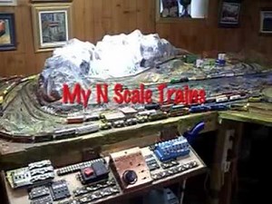 Finished N scale train set