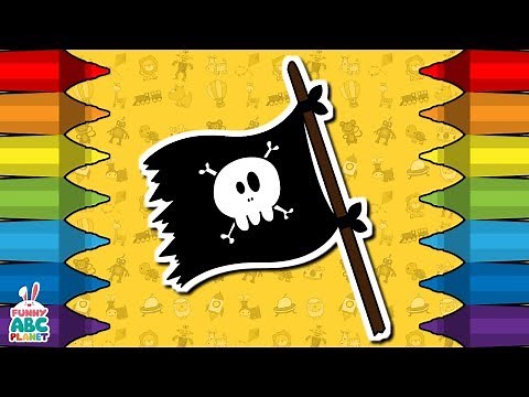 How To Draw A PIRATE FLAG * Draw & Paint * Step by Step * for Kids