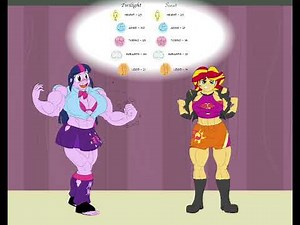 Twilight sparkle and sunset shimmer muscle growth
