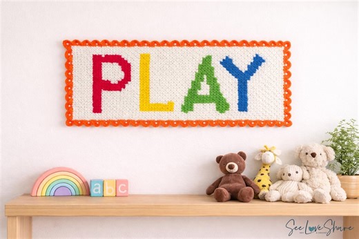 PLAY C2C Crochet Pattern | Large Kids Playroom Wall Hanging | 24x60 Corner to Corner Graphgan | Nursery & Classroom Decor PDF - Etsy Canada