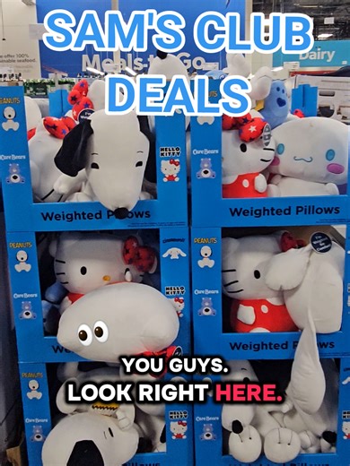 cute weighted plushies @Sam’s Club Sam's club deals snoopy, care bears, hello kitty gift ideas #hellokitty #samsclub #samsclubscanandgo #snoopy #valentines2026