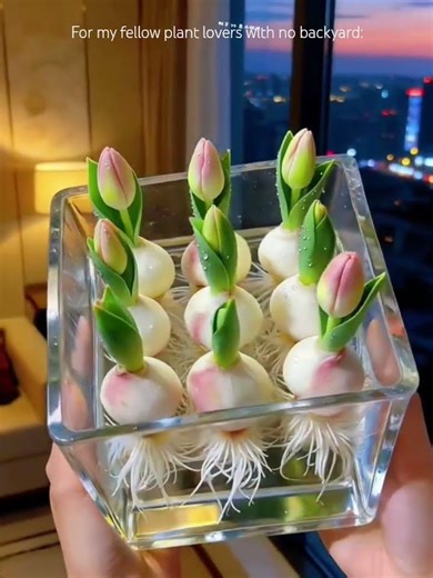 Modern Home Decor Idea: Hydroponic Red Tulips 🏠#Tulips#Hydroponics#IndoorGarden#HomeDecor#PlantHacks