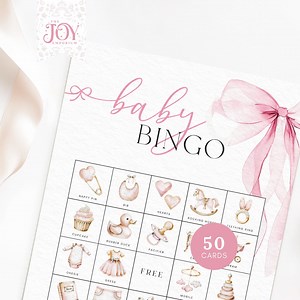 Baby Shower Bingo Cards | Printable Baby Bingo Game | Fun Baby Shower Activity | Instant Download | Girl Baby Bingo | Pink Bow Baby Shower - Etsy Australia
