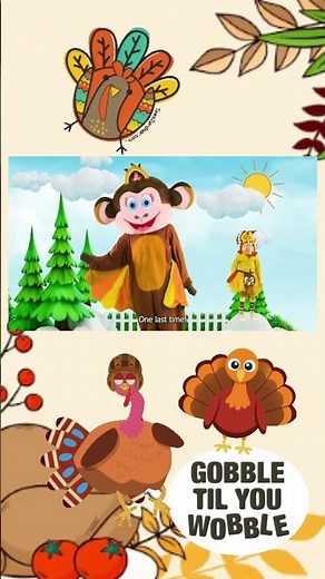 Turkey Wobble Dancing Brain Break for Preschool: Woohoo Wobble Gobble Fun! 🦃🎃🌽🍁 #Shorts