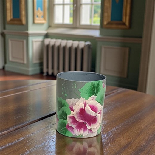 Hand-painted Floral Grey LED Candle, One-stroke Art Battery Operated Candle, Flickering Rose Decor, Unique Gift for Home Everlasting Flower - Etsy