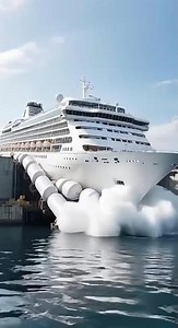 Giant White Liner Plunges into Water—Mega Splash Moment! #ShipLaunch #DryDock #travel #automobile