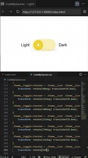 ⚡Dark/Light Mode Toggle Button using HTML, CSS & JavaScript #webdevelopment #coding #toggleswitch