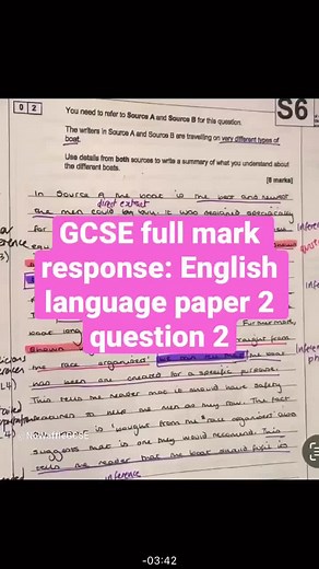 GCSE English language paper 2: question 2 full mark response #studytiktok #HowToStudyBetter #gcse #gcse2023paper # gcse2023