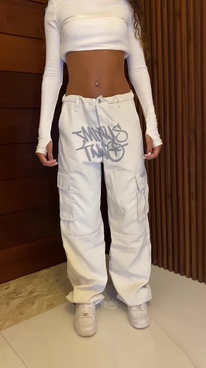 Calça Cargo Minus Two White - Trendy Y2K Fashion