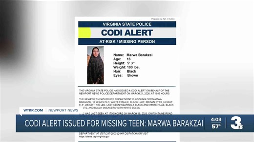 Community searches for missing 16-year-old Newport News teen Marwa Barakzai