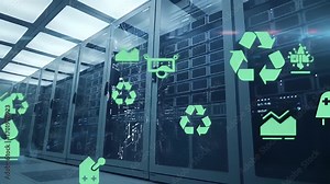 Green Technology Server Room: Data Center Sustainability Stock Video