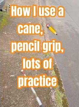 How I use a cane, ✏️ pencil grip, lots of practice #blind #mobility #whitecane