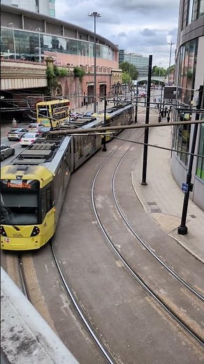 Metrolink tram heading to Manchester Piccadilly station (June 2026)