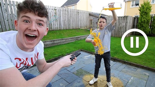 The pause challenge with my little brother for 24 hours