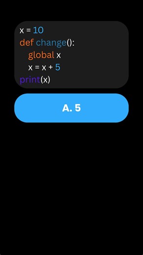 Can you guess the output? Python Global Scope Quiz Test your understanding of how the global keyword works inside Python functions. This quick challenge shows how global variables behave, why scope matters, and how these concepts frequently appear in coding interviews and real-world Python development. Watch till the end and comment your answer. #python #pythonquiz #coding #programming #developers #codinginterview #learnpython #pythonfunctions #variablescope #techreels #codereels | Brilliant Alg